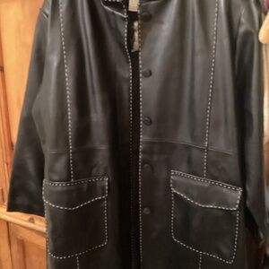 Vintage Faux Black Leather Cervelle NWOT Coat L